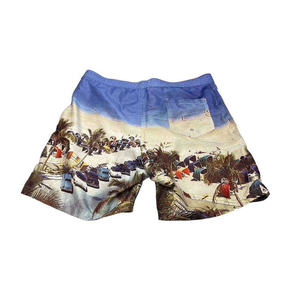 Teal Cove Board Swim Shorts Men's Medium Multicolor Beach Print Mesh Lined - Picture 5 of 8